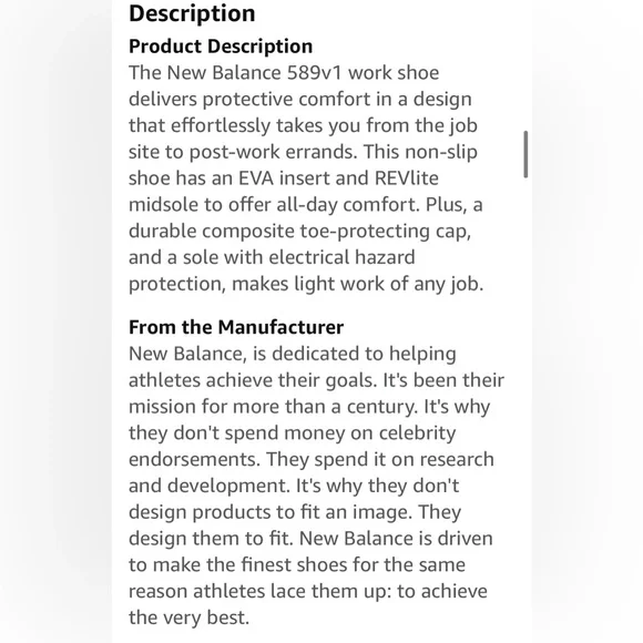 Women's New Balance 589v1 Industrial Composite Toe Work & Safety size 7B - Picture 10 of 14